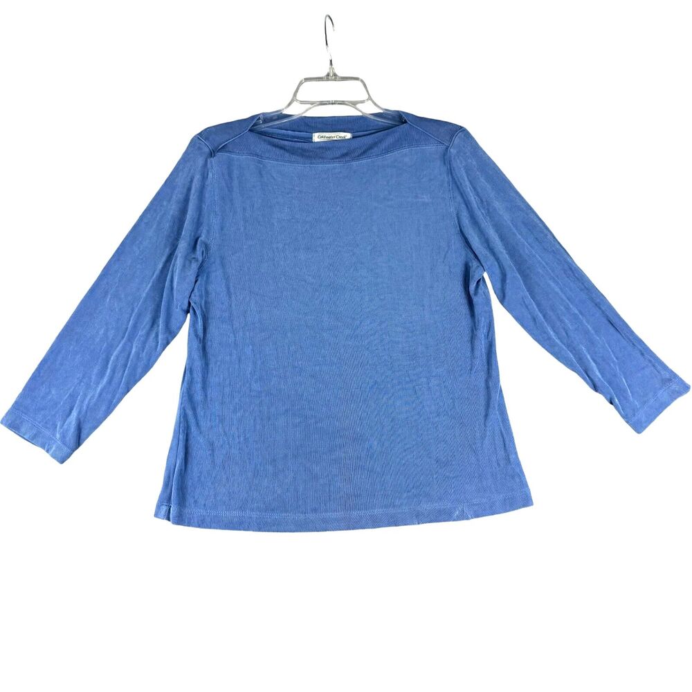 Coldwater Creek Top Women's Medium Blue Long Sleeve Soft Classy Shirt Stretch